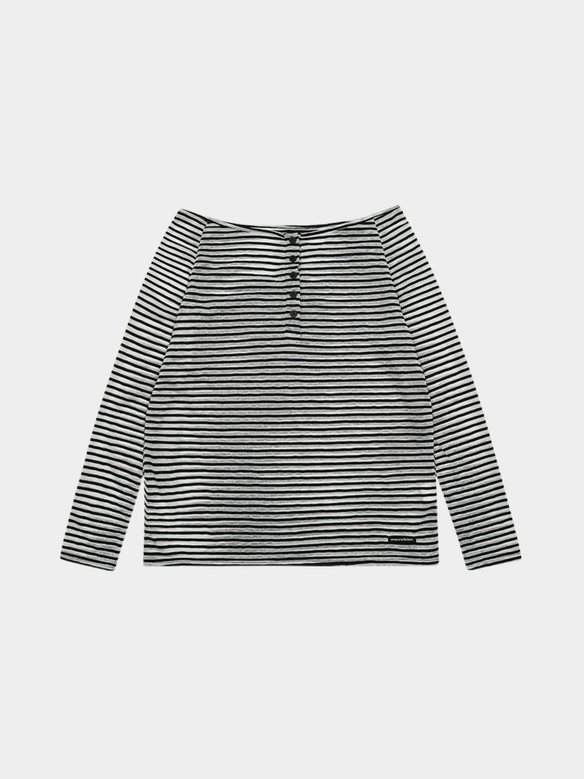 Greystorm - Women's Lightweight Striped Off-Shoulder Long Sleeve T-Shirt